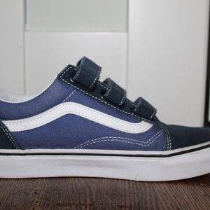 Blue suede canvas velcro vans